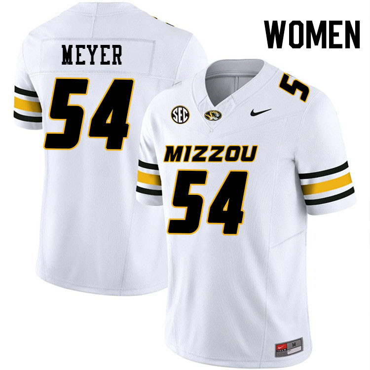 Women #54 Jack Meyer Missouri Tigers College Football Jerseys Stitched-White